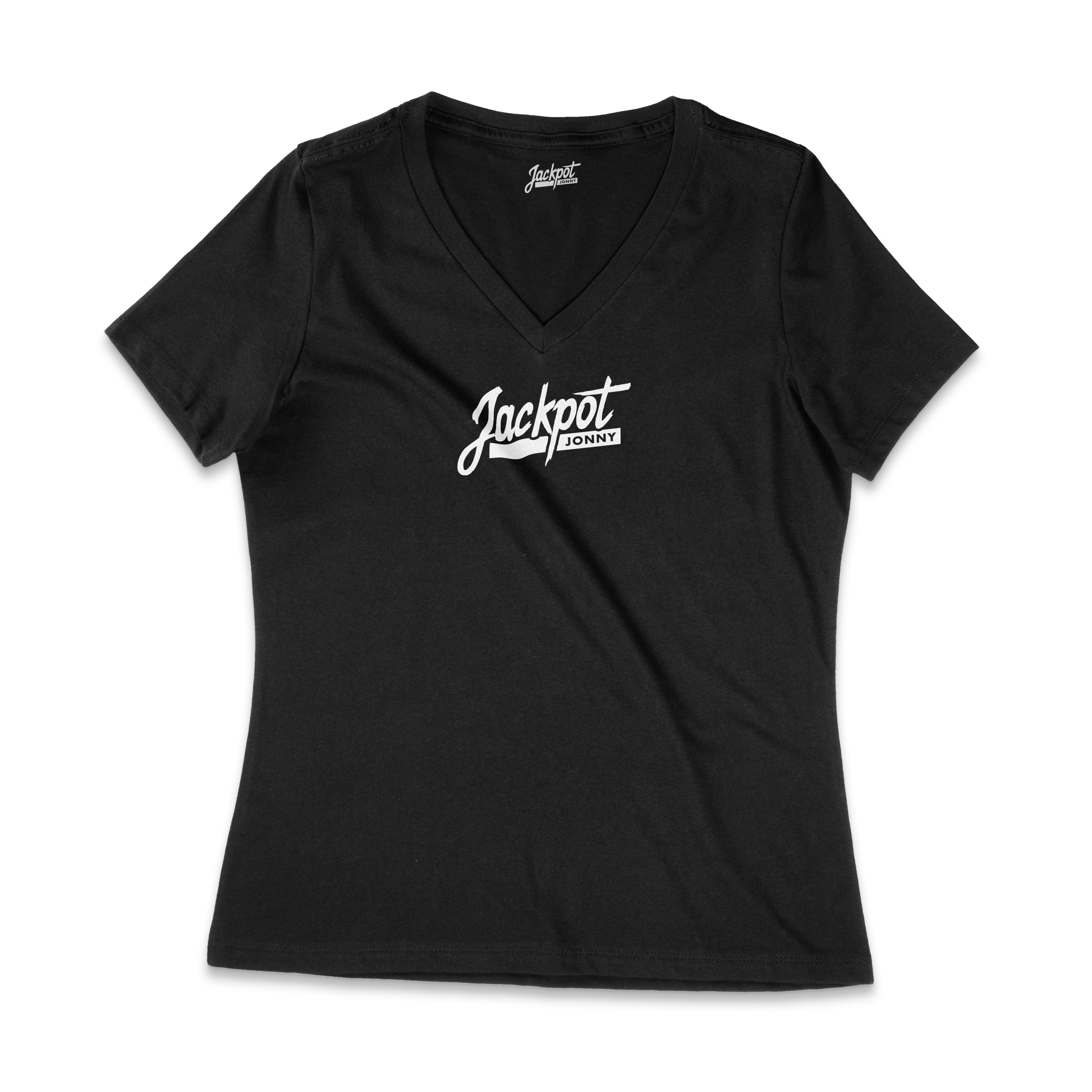 Women’s Classic Logo Casual V-Neck Tee - Black