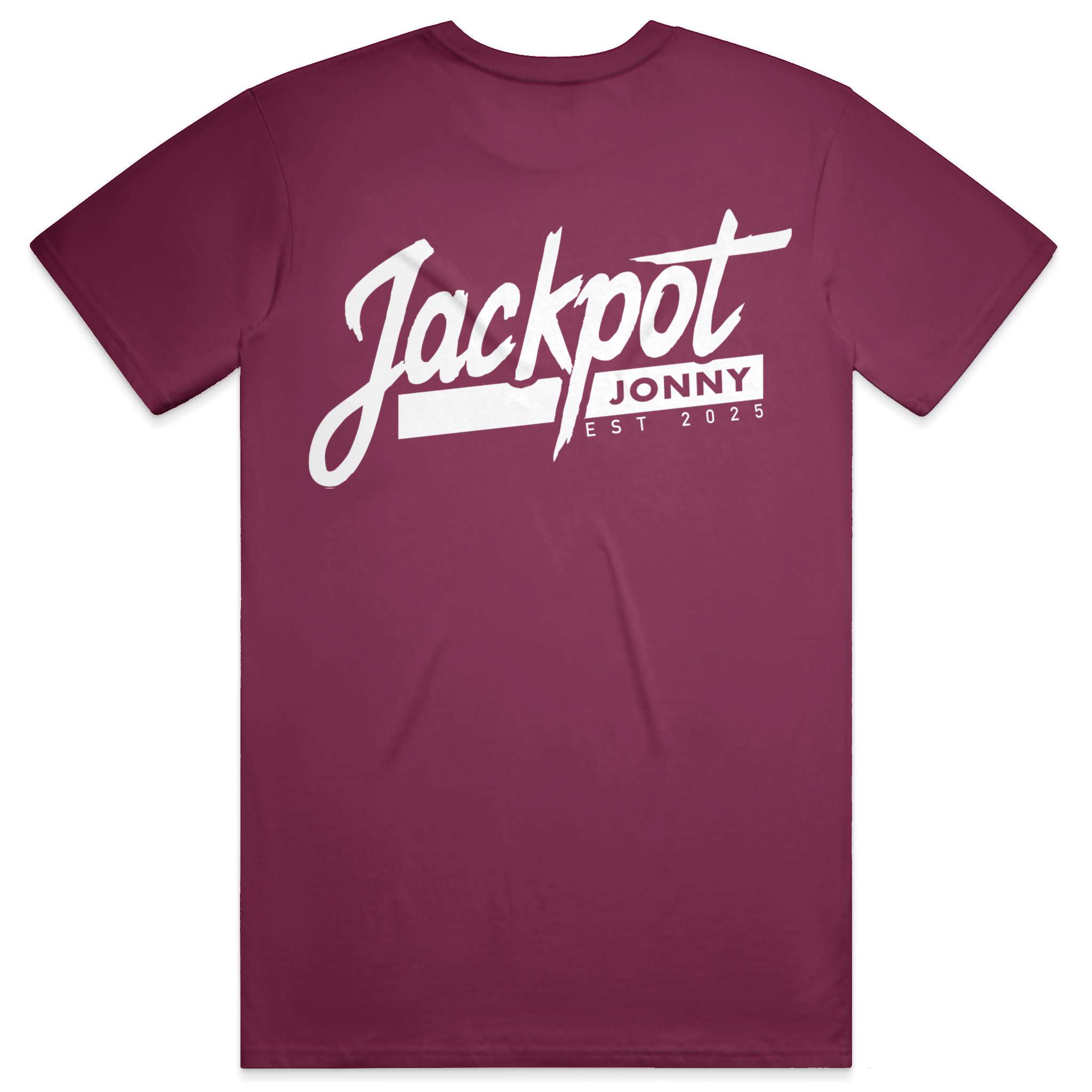 jackpot jonny - tshirt - classic logo - maroon