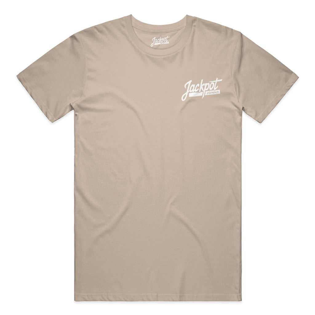 jackpot jonny - tshirt - classic logo - tan