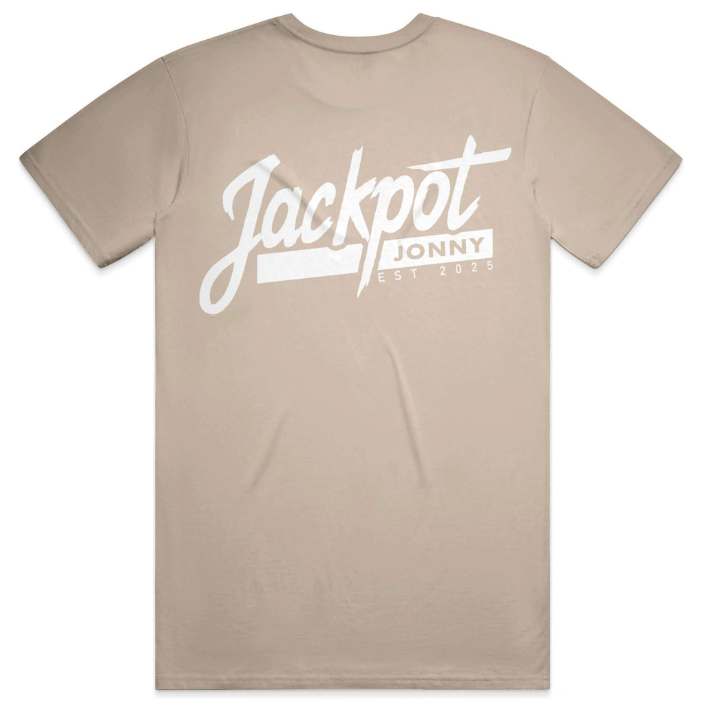 jackpot jonny - tshirt - classic logo - tan