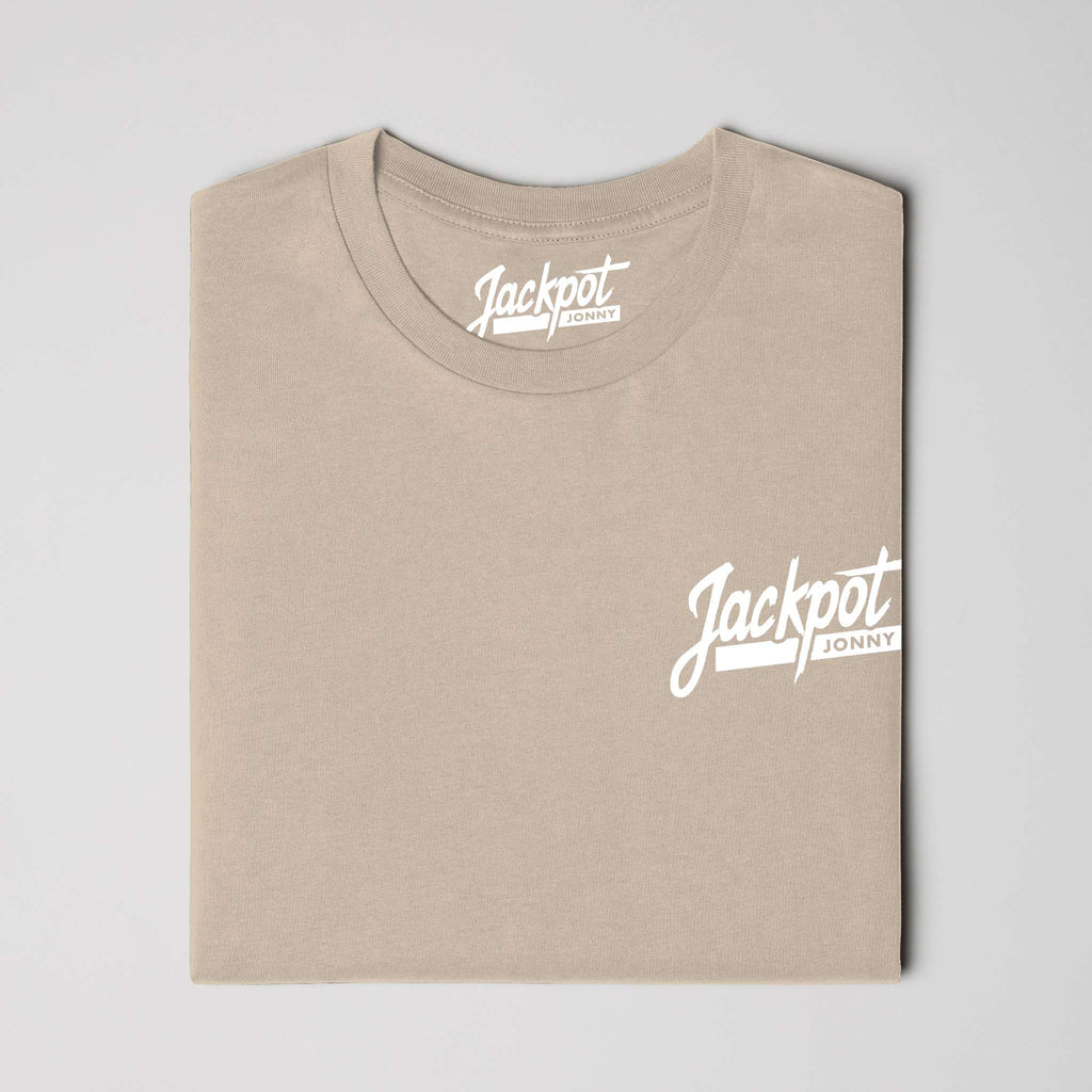 jackpot jonny - tshirt - classic logo - tan