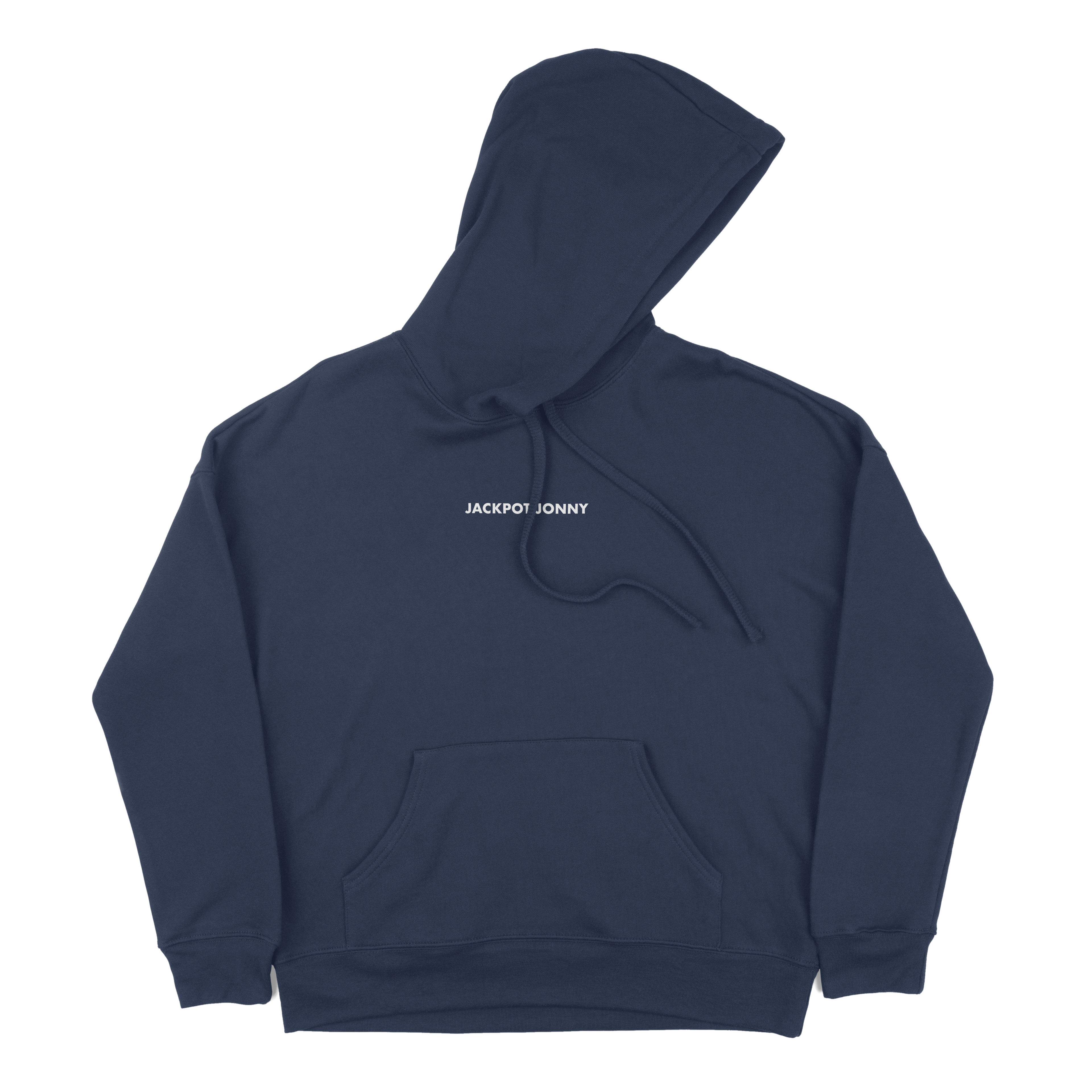 Jackpot Jonny - Embroidered Hoodie - Long Logo - Navy