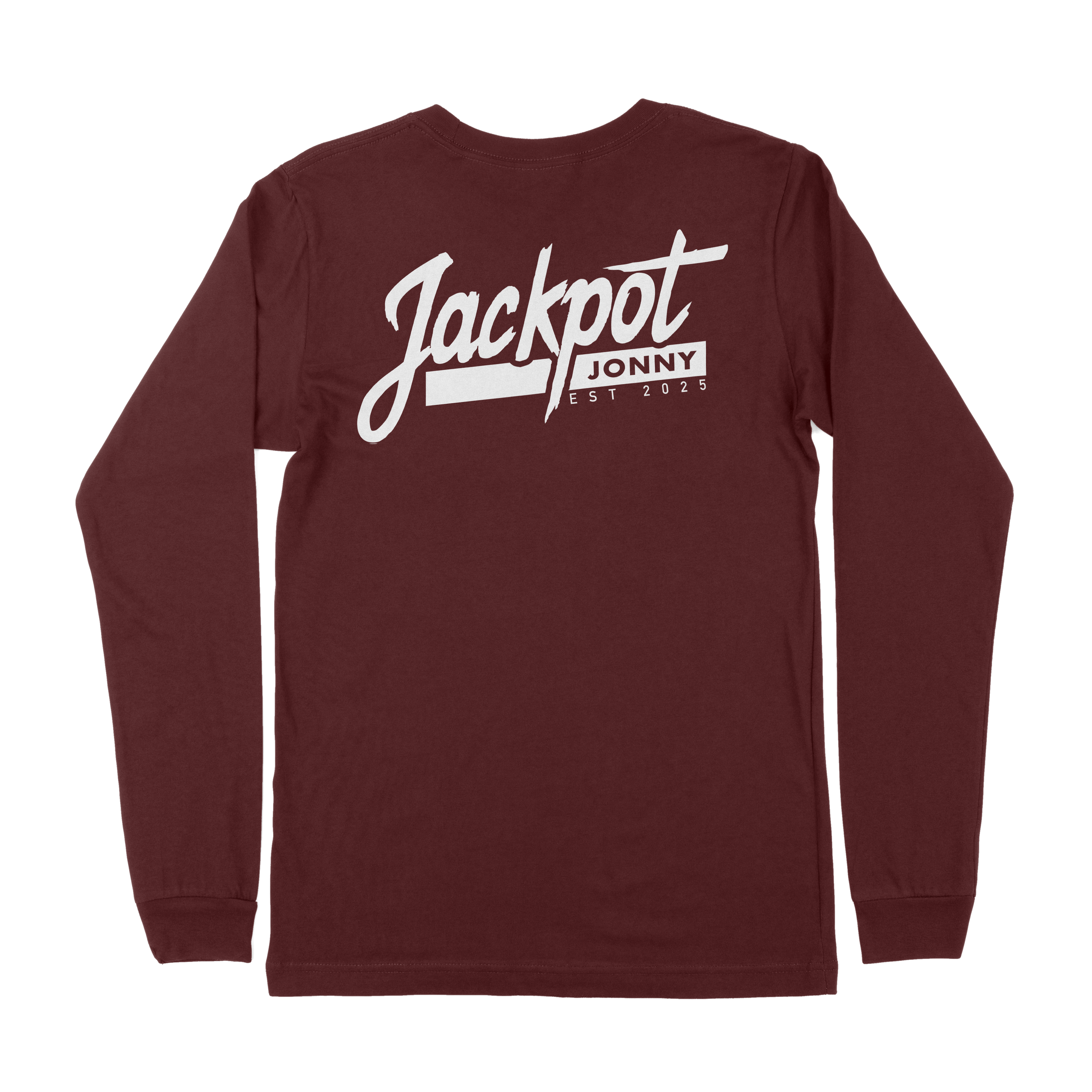 Jackpot Jonny - Long Sleeve Tee - Classic Logo - Maroon