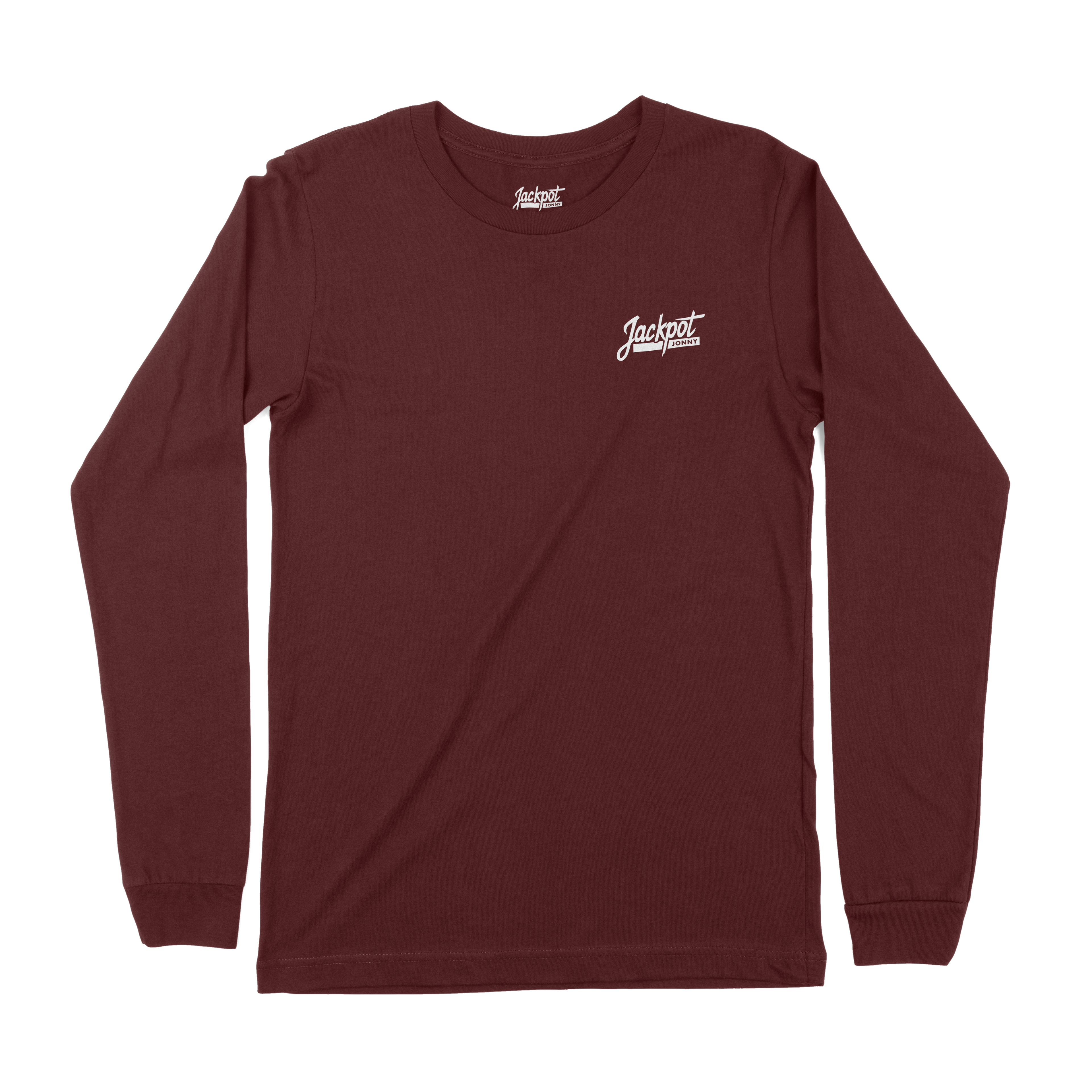 Jackpot Jonny - Long Sleeve Tee - Classic Logo - Maroon
